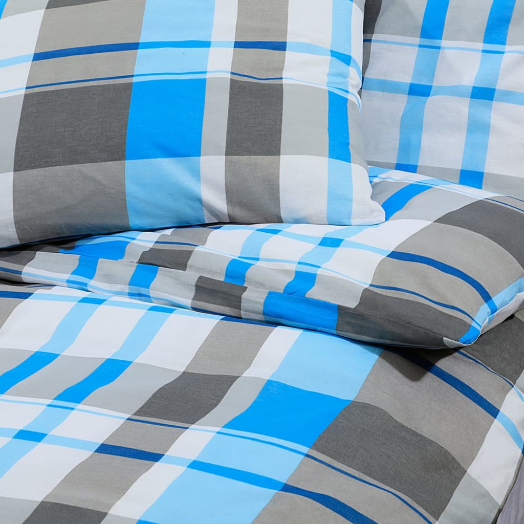 Set posteljine za poplun plavo-sivi 200x220 cm pamučni