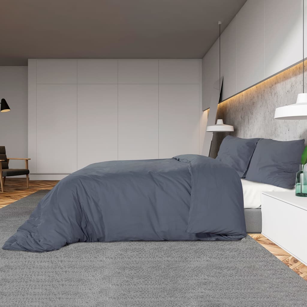 Set posteljine za poplun antracit 240x220 cm pamučni