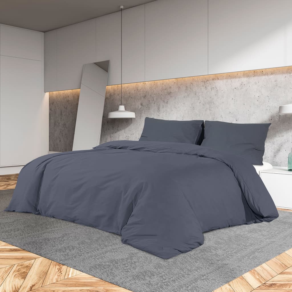 Set posteljine za poplun antracit 155x220 cm pamučni