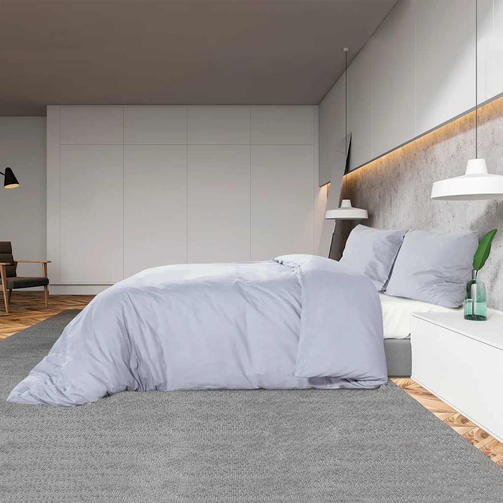 Set posteljine za poplun sivi 140 x 200 cm pamučni