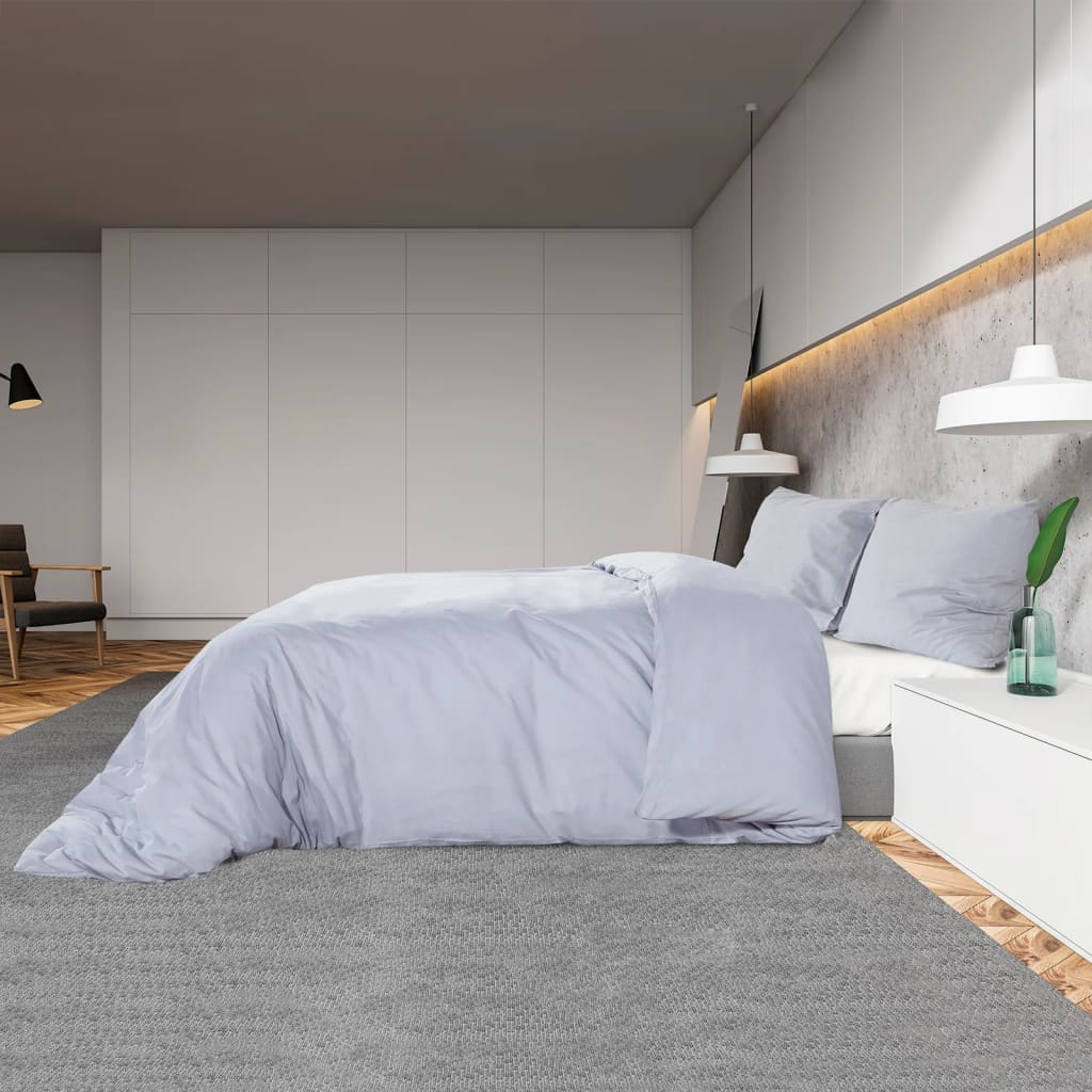 Set posteljine za poplun sivi 135 x 200 cm pamučni