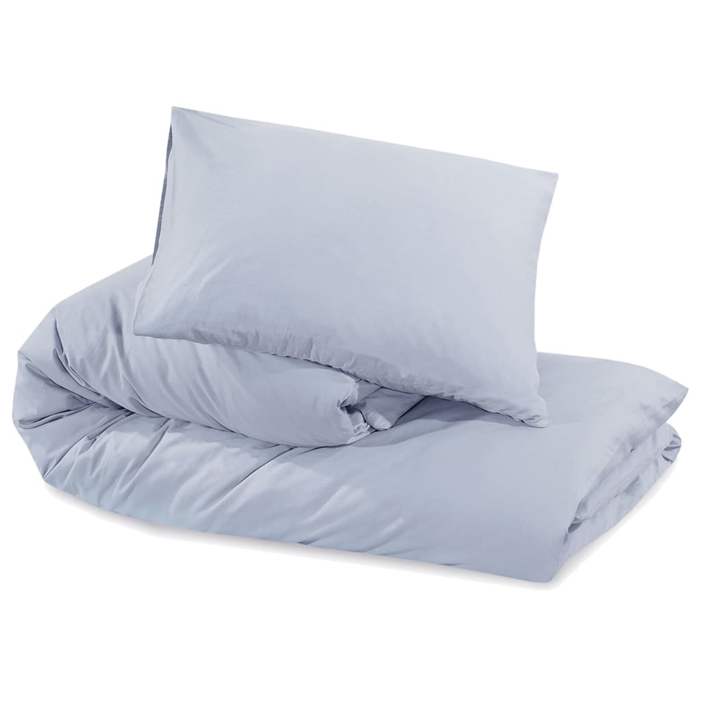 Set posteljine za poplun sivi 135 x 200 cm pamučni