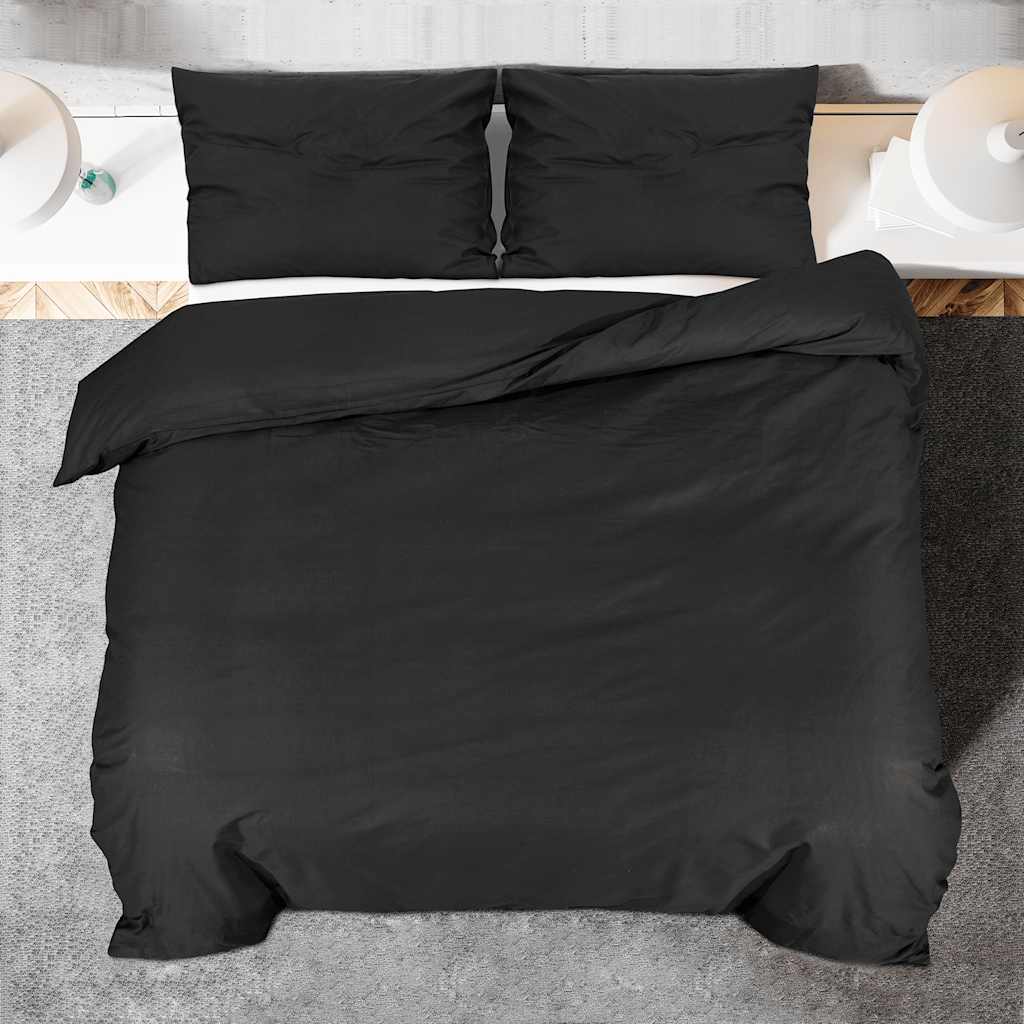 Set posteljine za poplun crna 140 x 200 cm pamučni