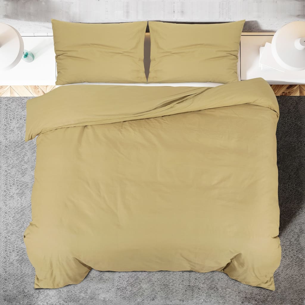 Set posteljine za poplun Smeđe-sivi 135 x 200 cm pamučni