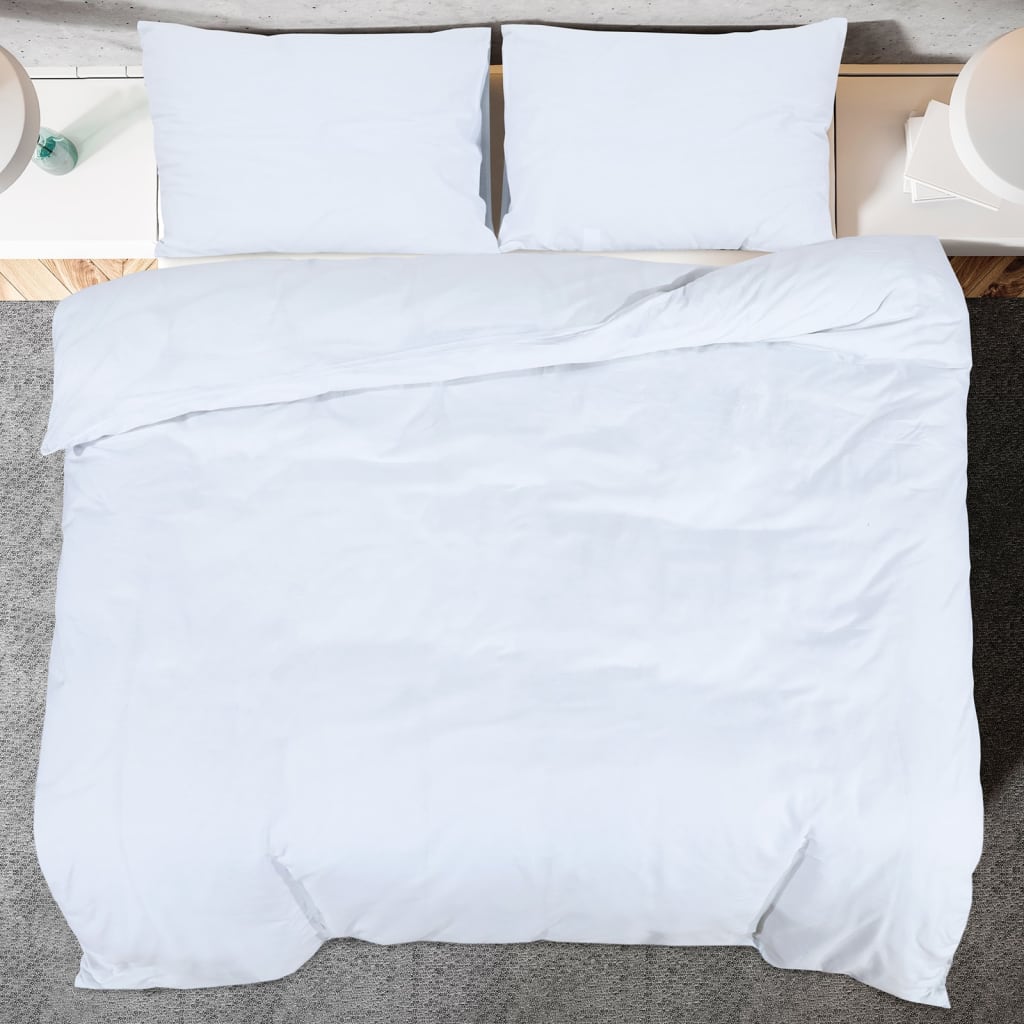Set posteljine za poplun bijela 240 x 220 cm pamučni
