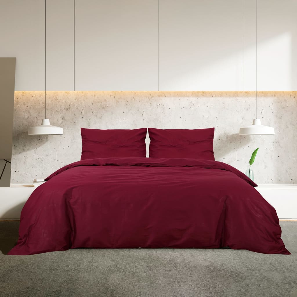 Set posteljine za poplun bordo 240 x 220 cm pamučni