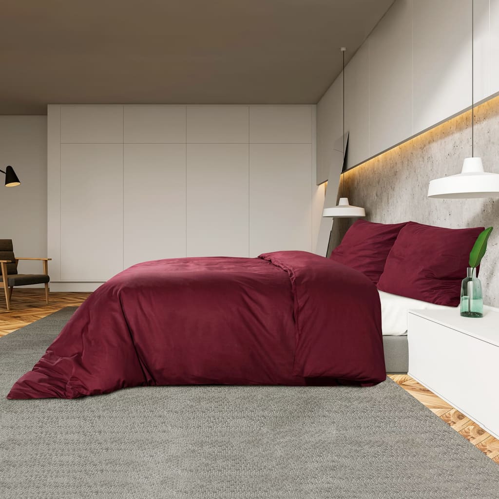 Set posteljine za poplun bordo 155 x 220 cm pamučni