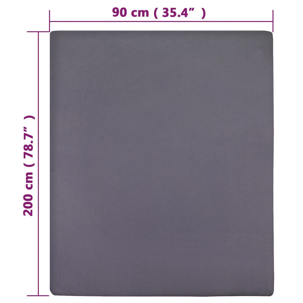Plahte s gumicom od žerseja 2 kom antracit 90 x 200 cm pamučne
