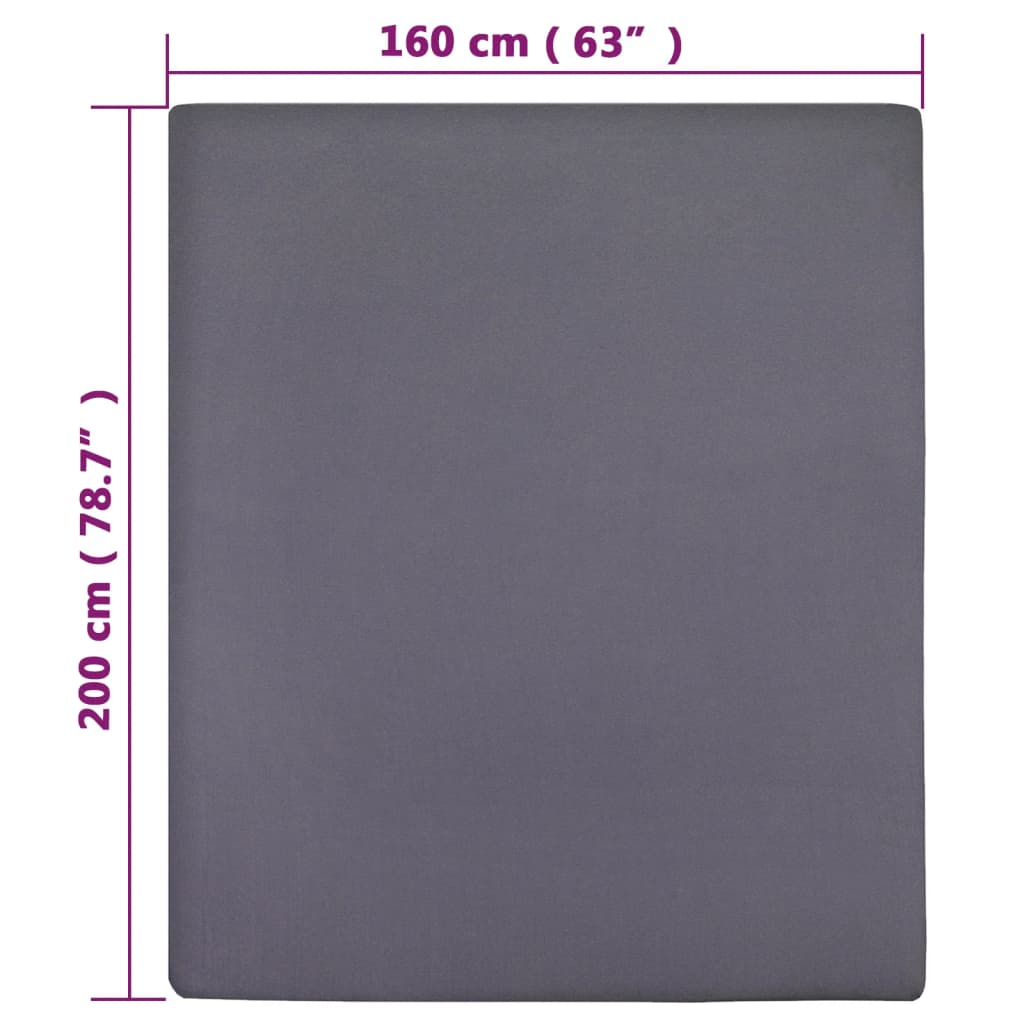 Plahta s gumicom od žerseja antracit 160 x 200 cm pamučna
