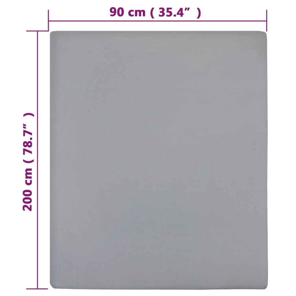 Plahta s gumicom od žerseja siva 90 x 200 cm pamučna