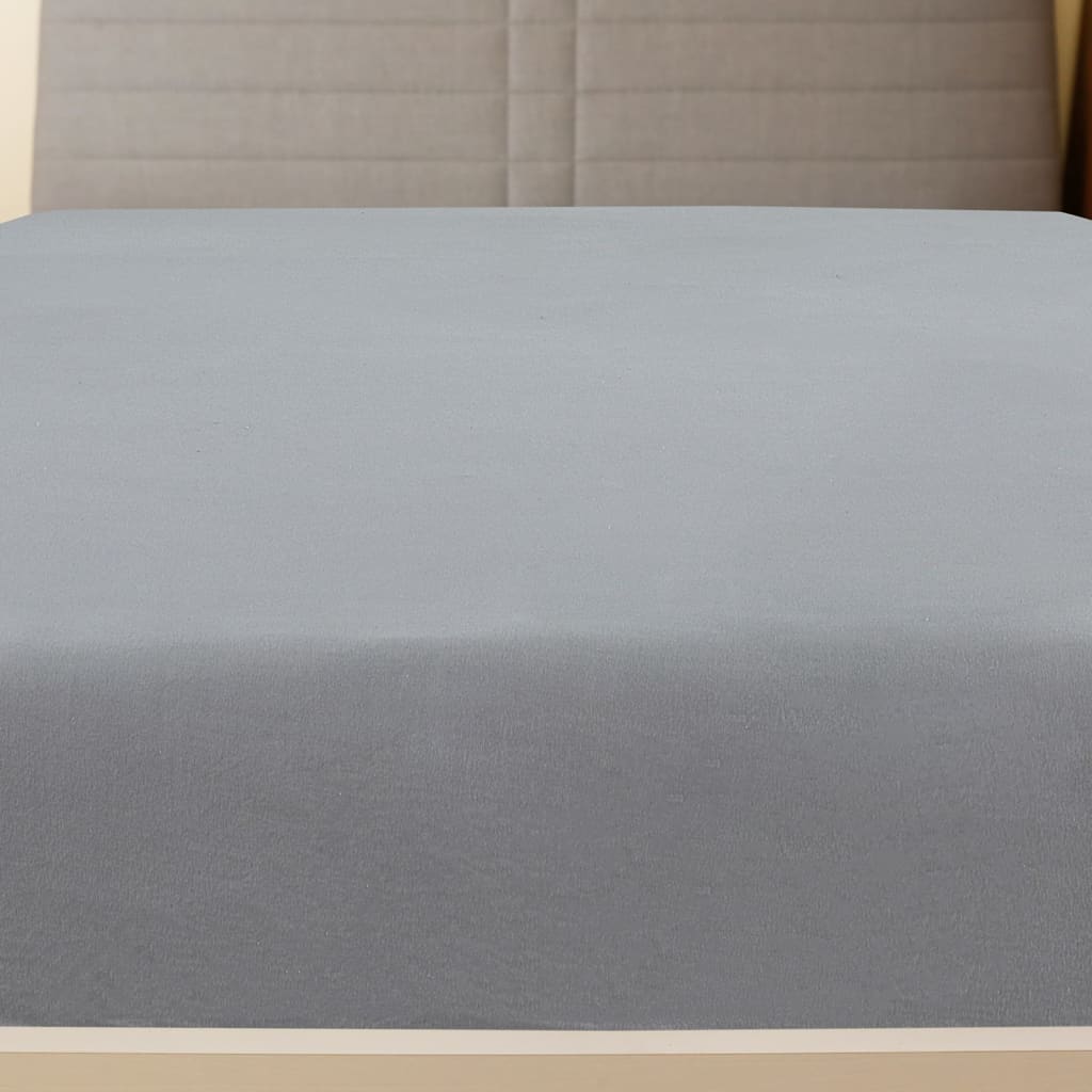 Plahte s gumicom od žerseja 2 kom sive 90 x 200 cm pamučne