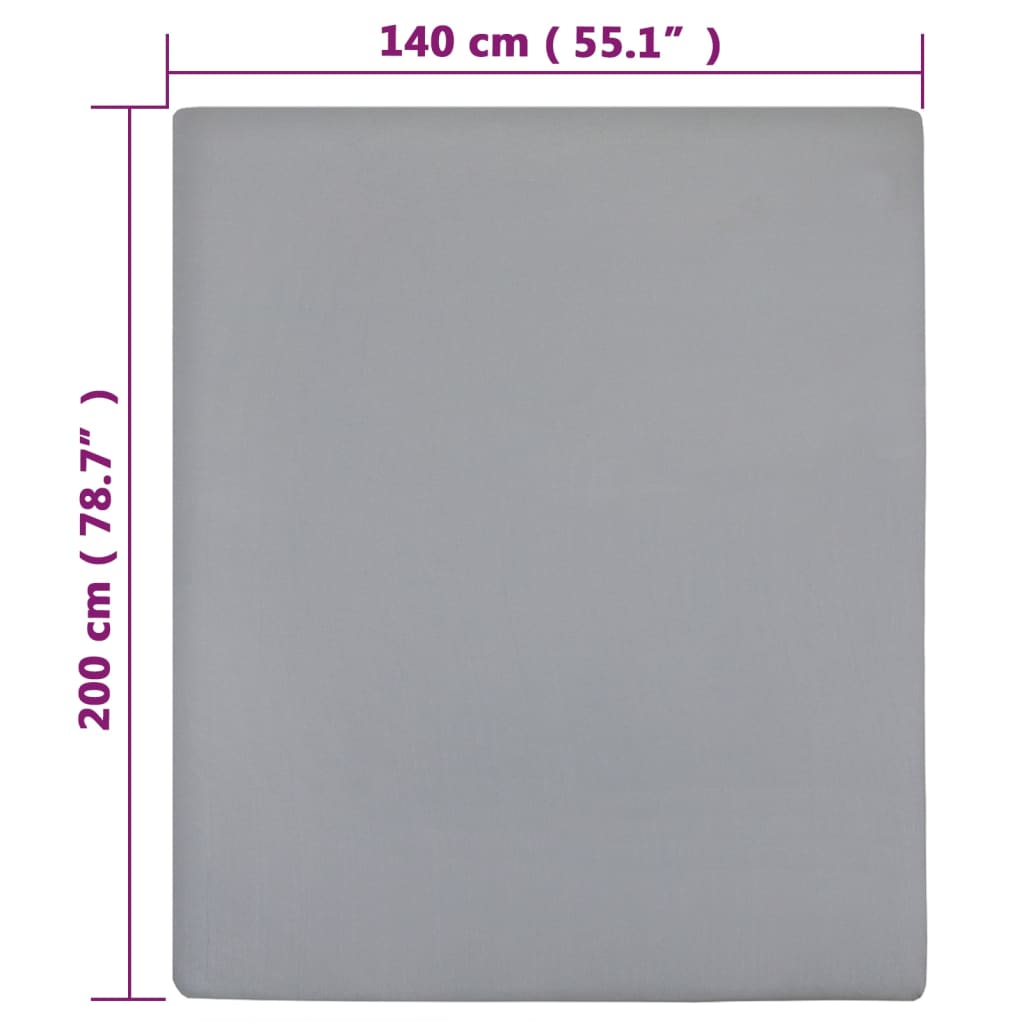 Plahte s gumicom od žerseja 2 kom sive 140x200 cm pamučne
