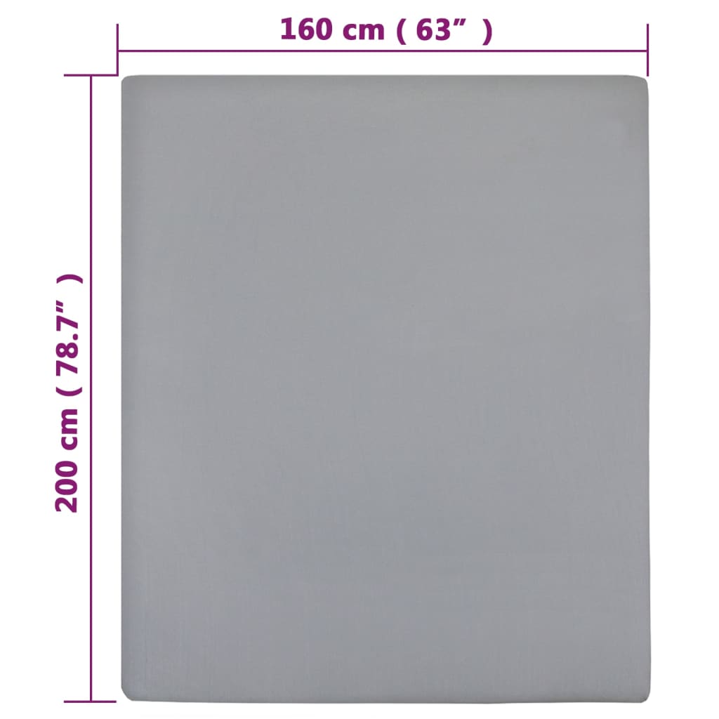Plahte s gumicom od žerseja 2 kom sive 160x200 cm pamučne
