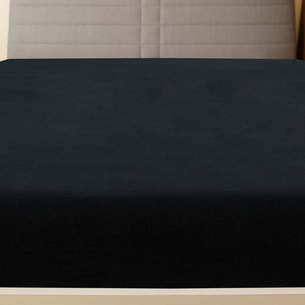 Plahta s gumicom od žerseja crna 140x200 cm pamučna