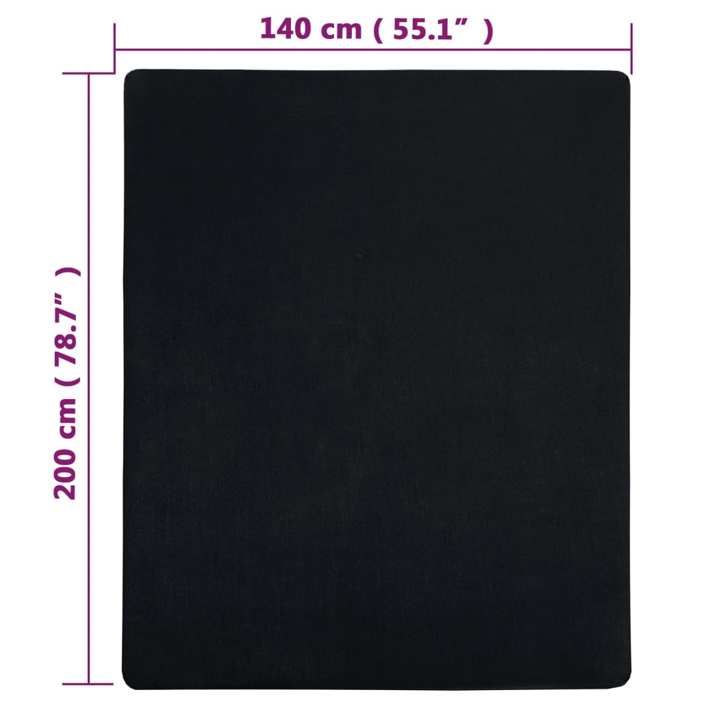 Plahta s gumicom od žerseja crna 140x200 cm pamučna