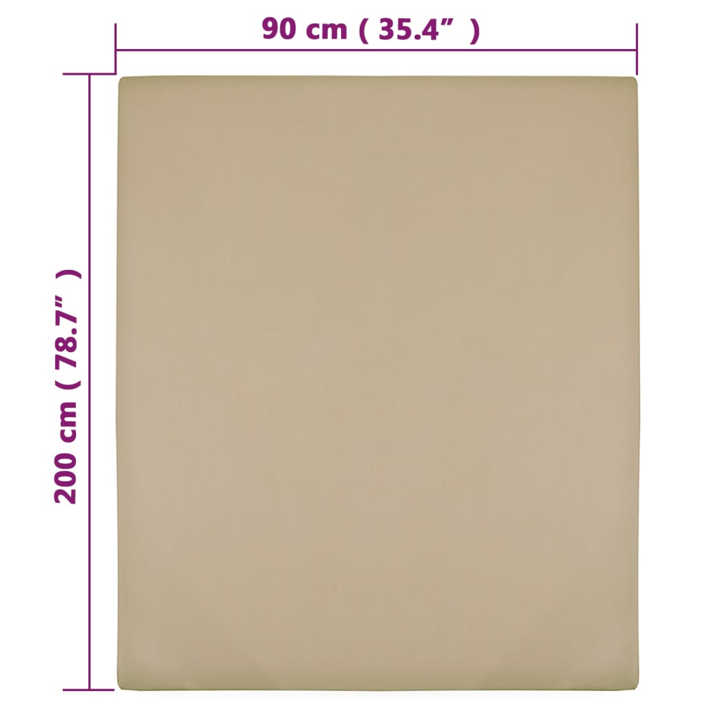 Plahte s gumicom od žerseja 2 kom smeđesive 90 x 200 cm pamučne