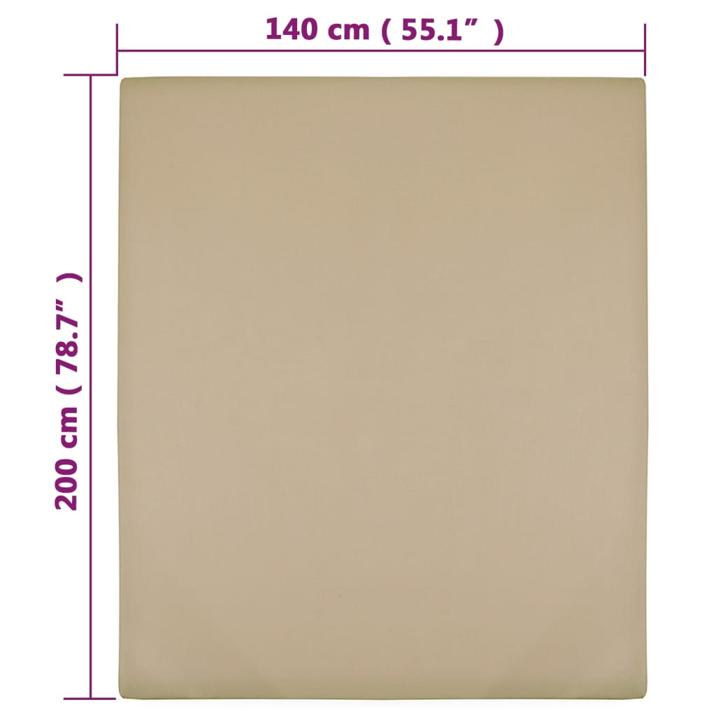 Plahta s gumicom od žerseja smeđesiva 140x200 cm pamučna