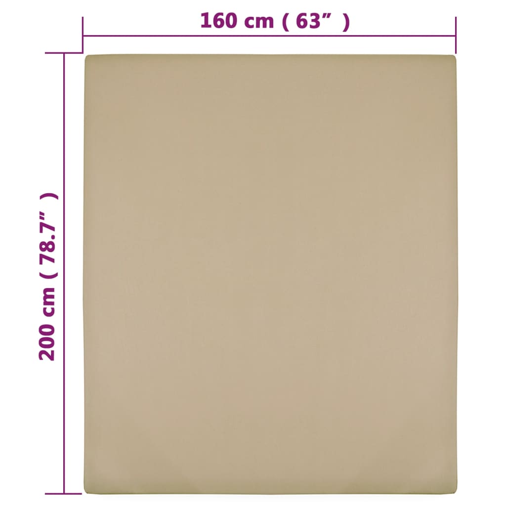 Plahta s gumicom od žerseja smeđesiva 160x200 cm pamučna