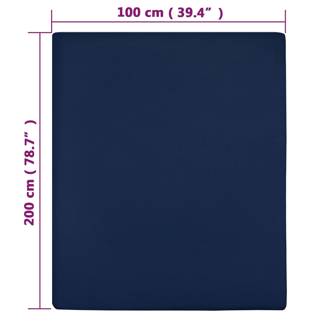Plahta s gumicom od žerseja modra 100 x 200 cm pamučna