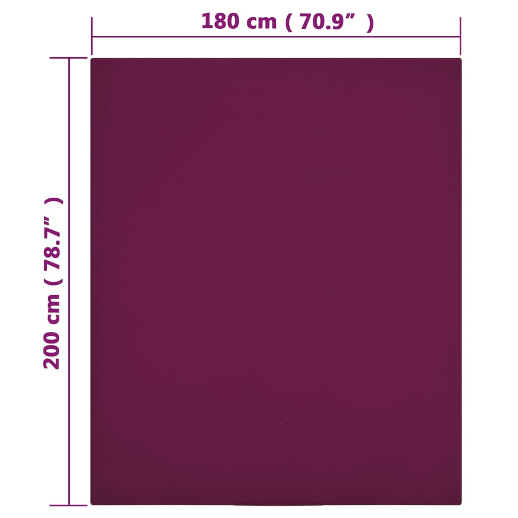 Plahta s gumicom od žerseja bordo 180x200 cm pamučna