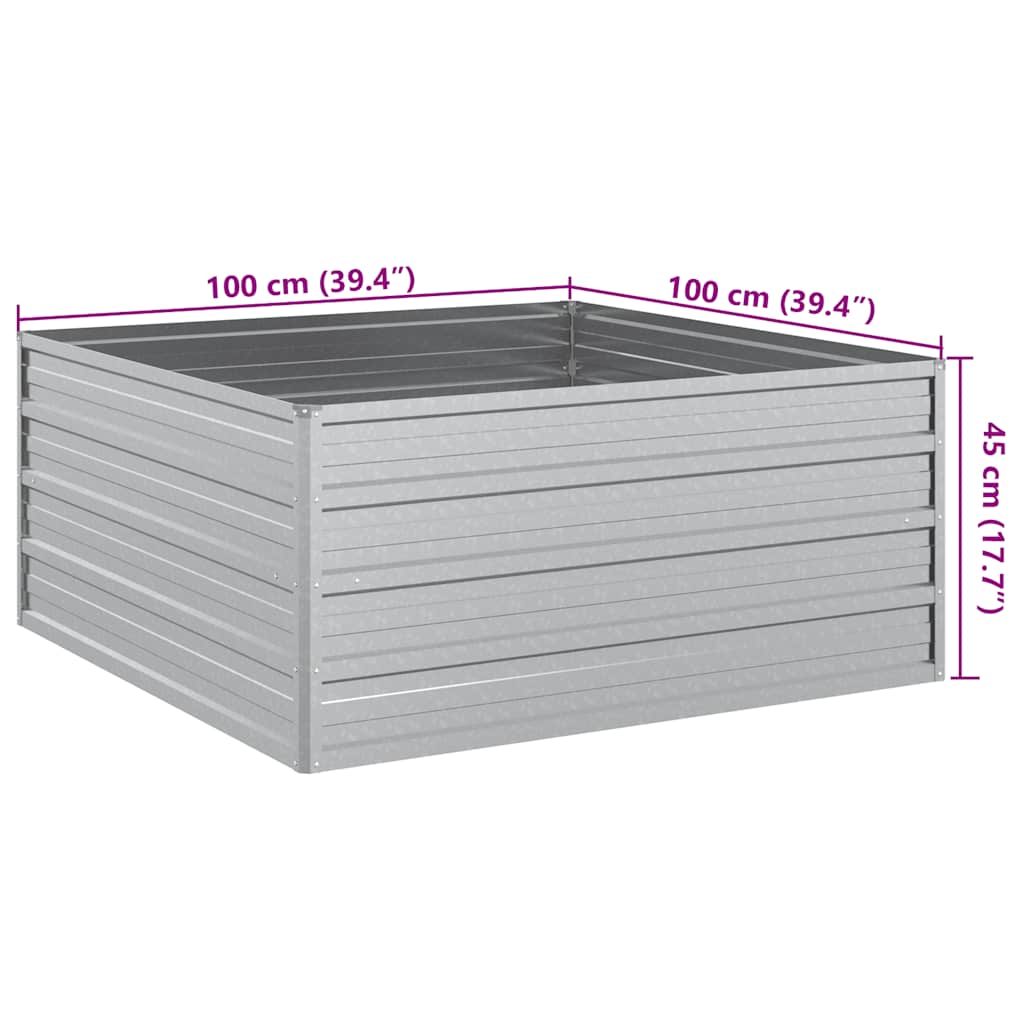 Povišena vrtna gredica 100x100x45 cm pocinčani čelik srebrna