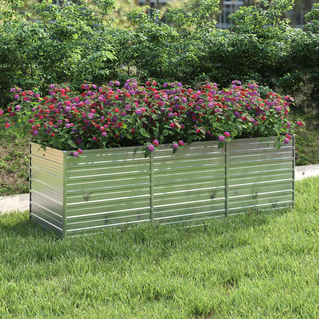Povišena vrtna gredica 240 x 80 x 77 cm pocinčani čelik srebrna