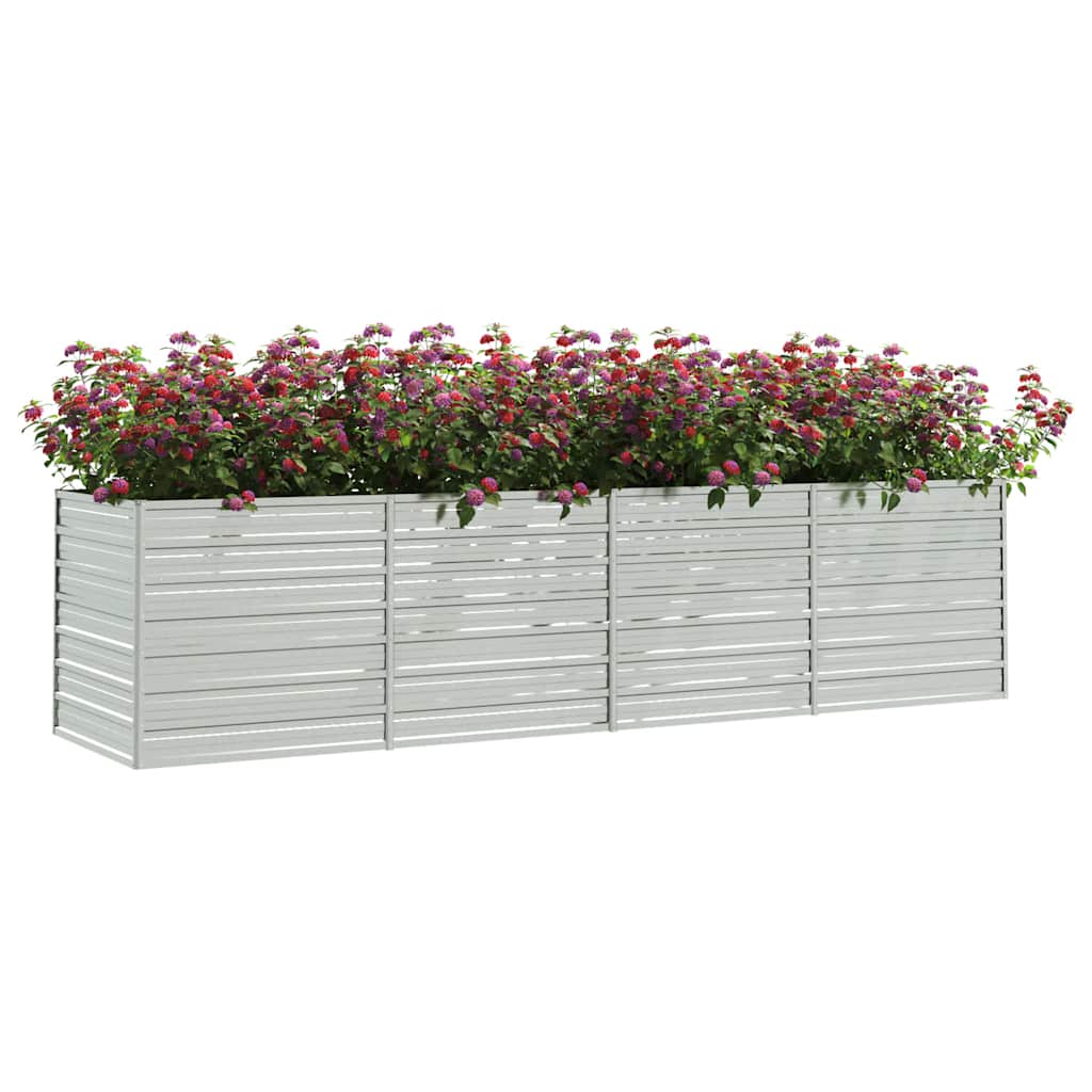 Povišena vrtna gredica 320 x 80 x 77 cm pocinčani čelik srebrna