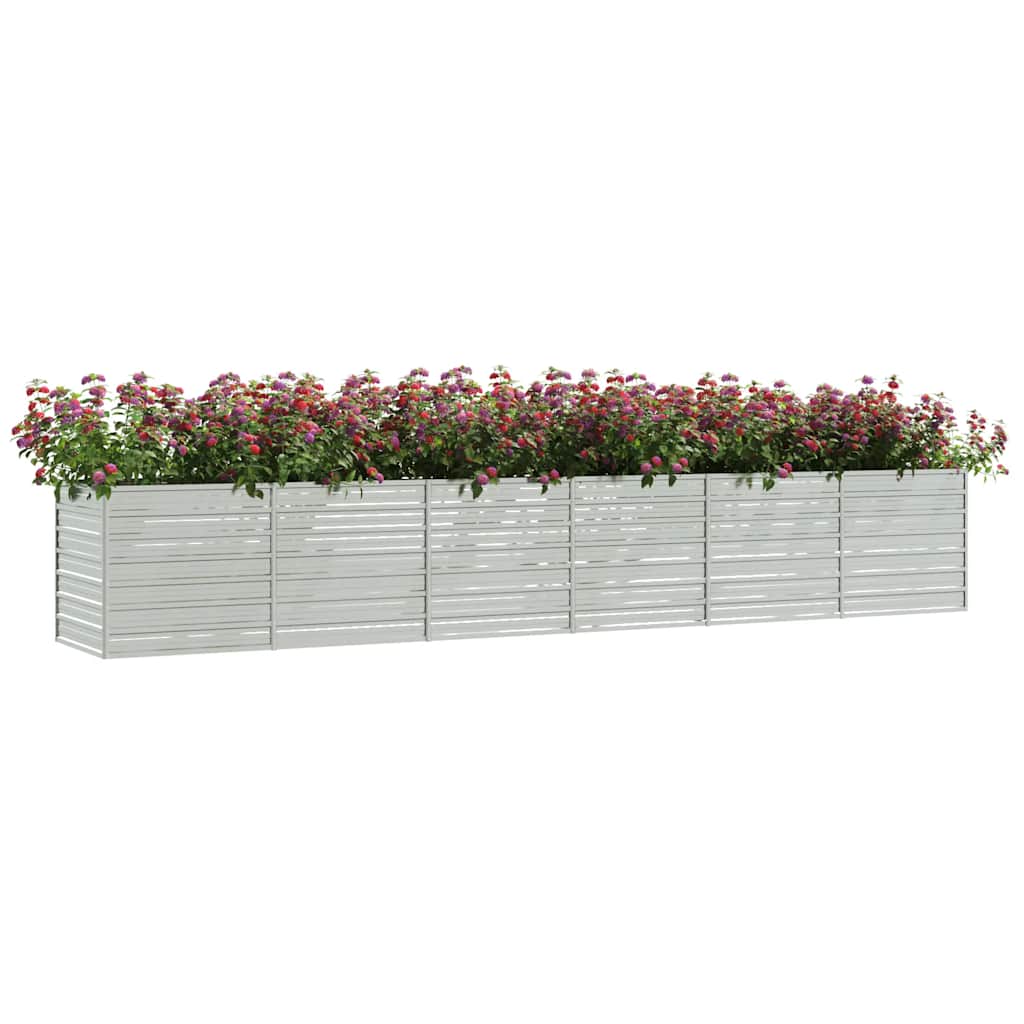Povišena vrtna gredica 480 x 80 x 77 cm pocinčani čelik srebrna