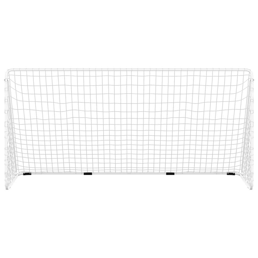 Nogometni gol s mrežom bijeli 366 x 122 x 182 cm čelčni