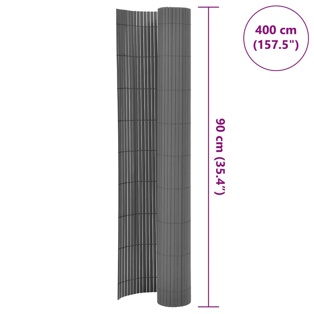 Dvostrana vrtna ograda 90 x 400 cm siva