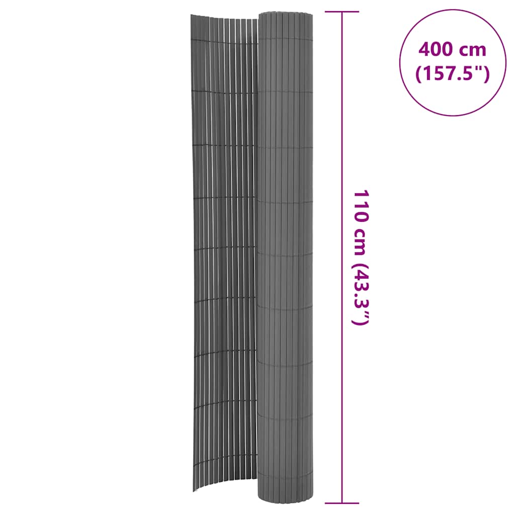 Dvostrana vrtna ograda 110 x 400 cm siva