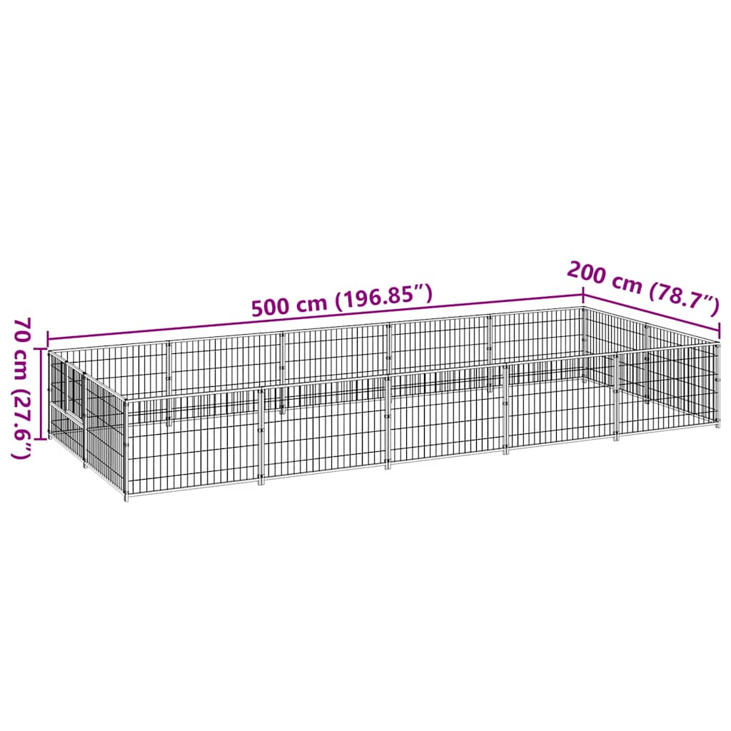 Kavez za pse crni 10 m² čelični