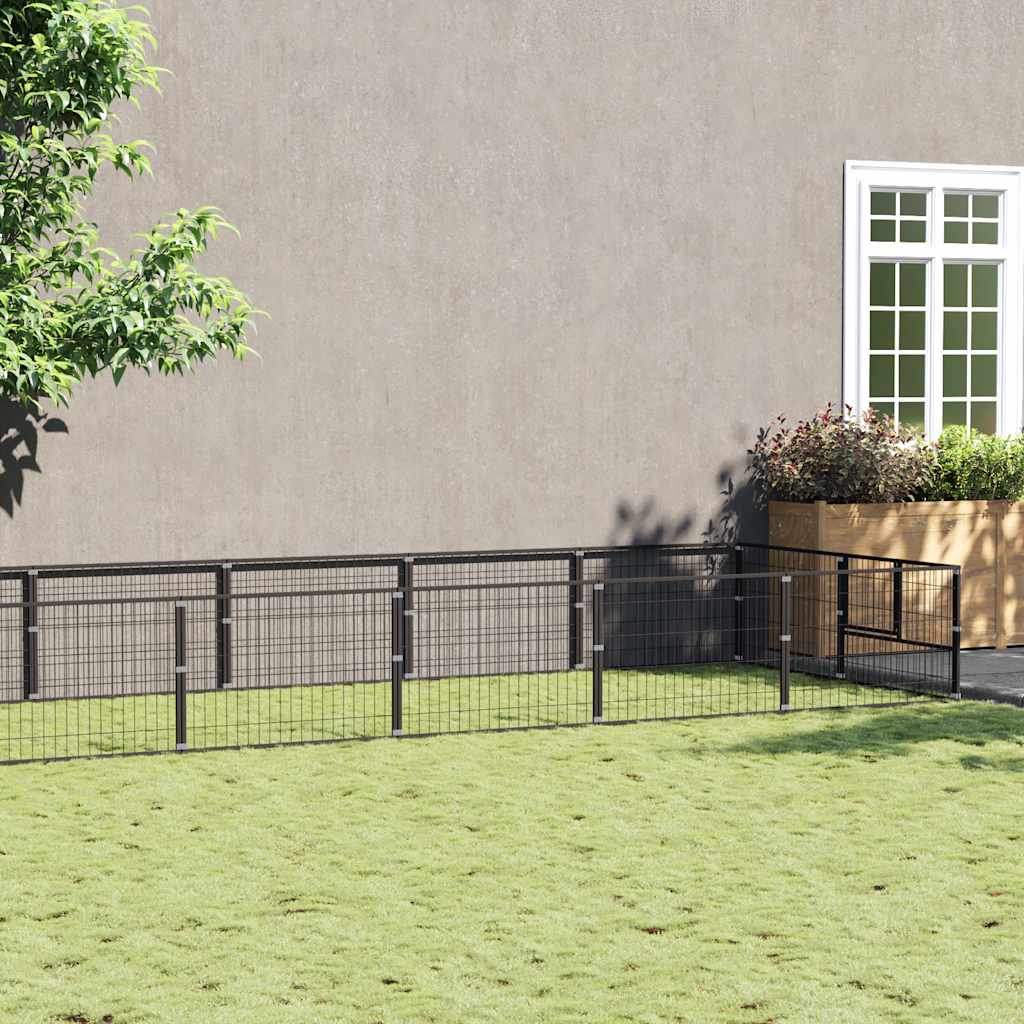 Kavez za pse crni 16 m² čelični