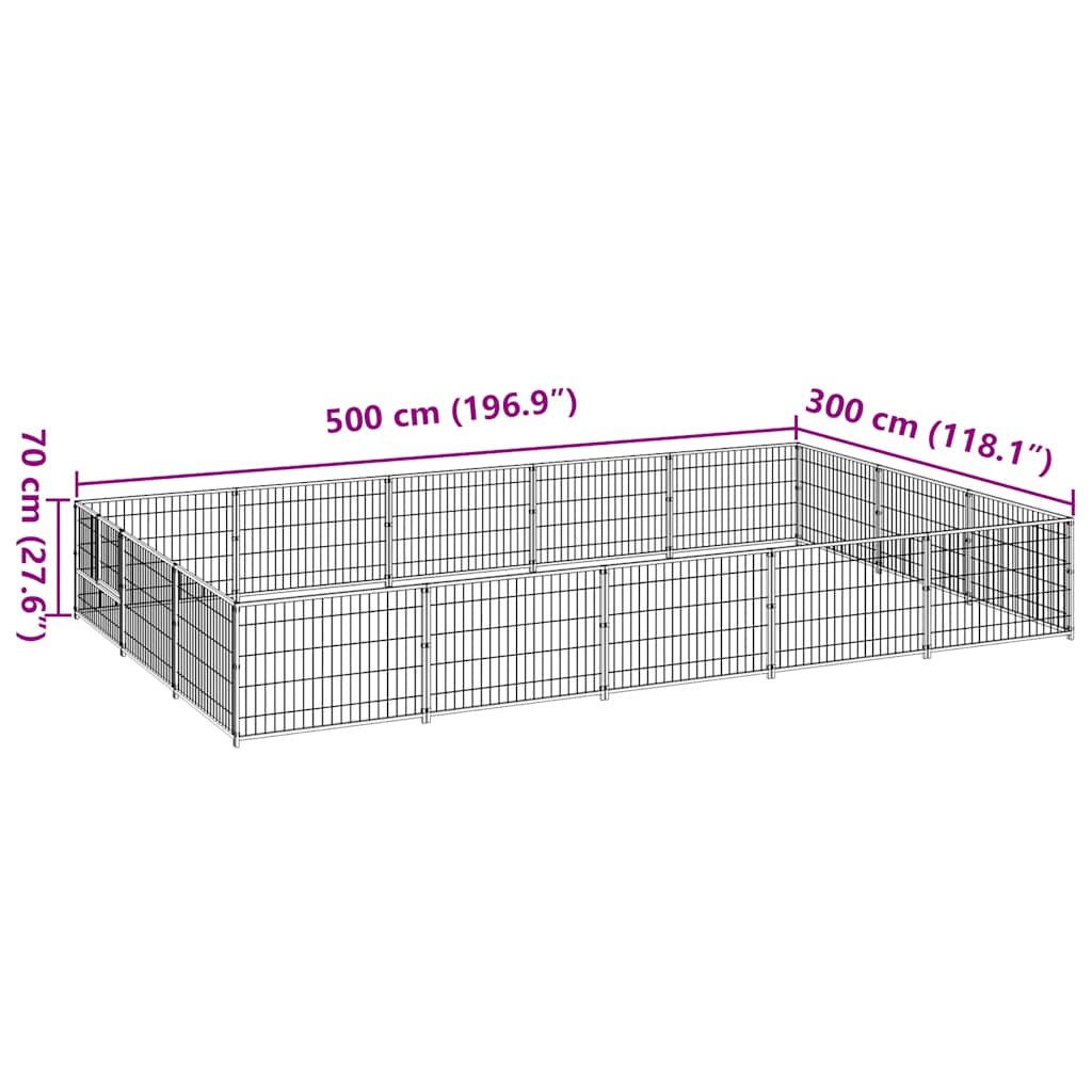 Kavez za pse crni 15 m² čelični
