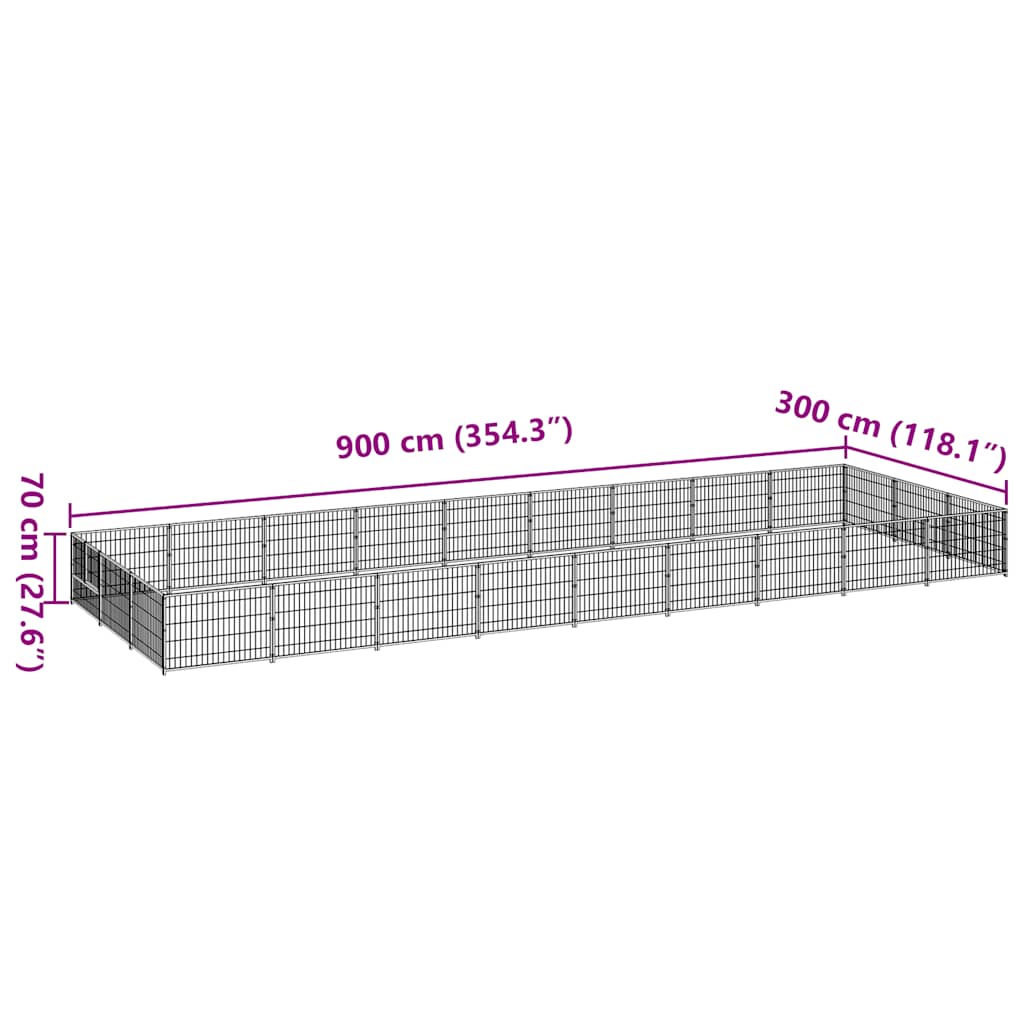 Kavez za pse crni 27 m² čelični