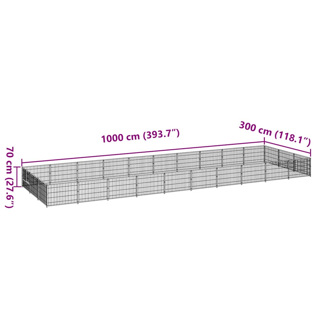 Kavez za pse crni 30 m² čelični