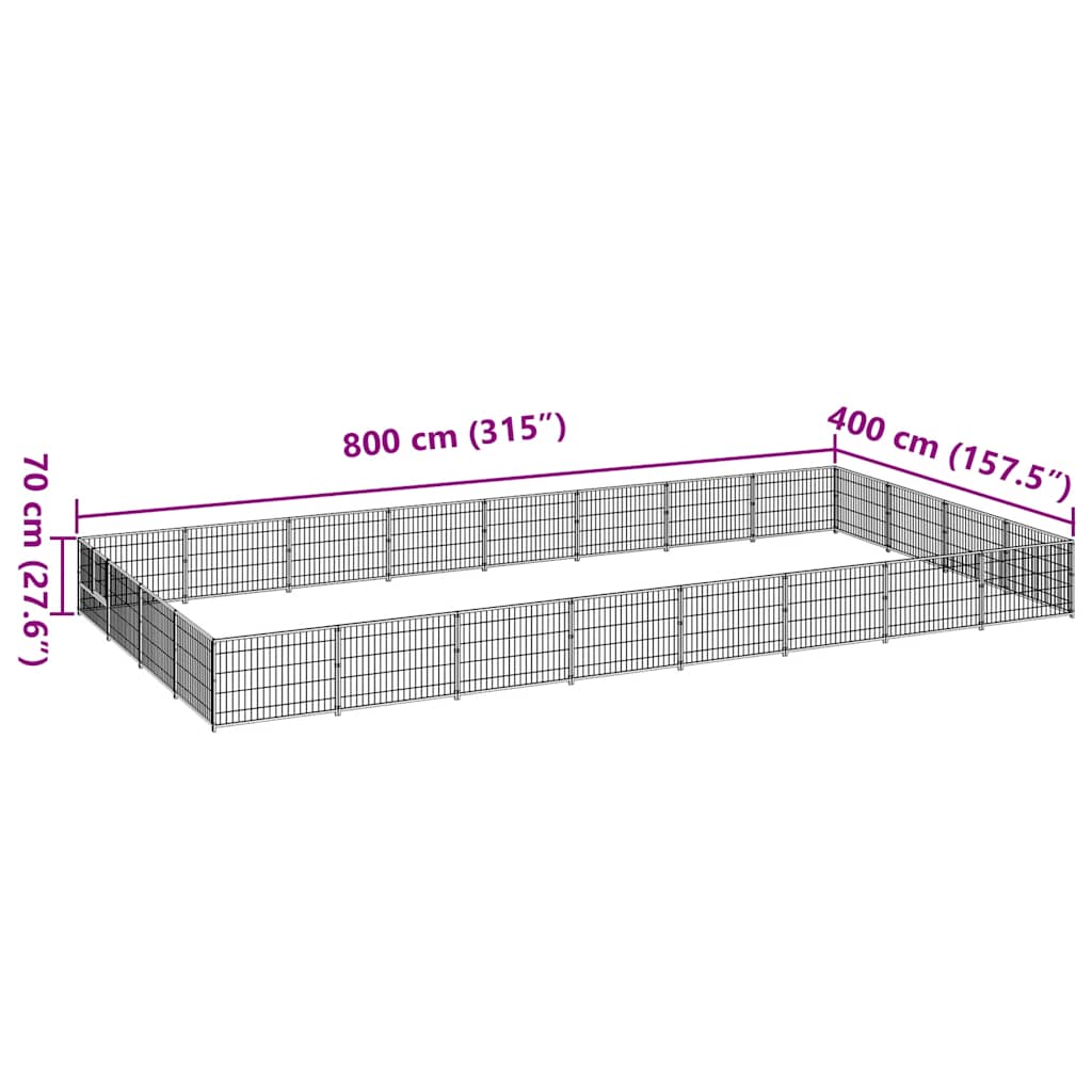 Kavez za pse crni 32 m² čelični
