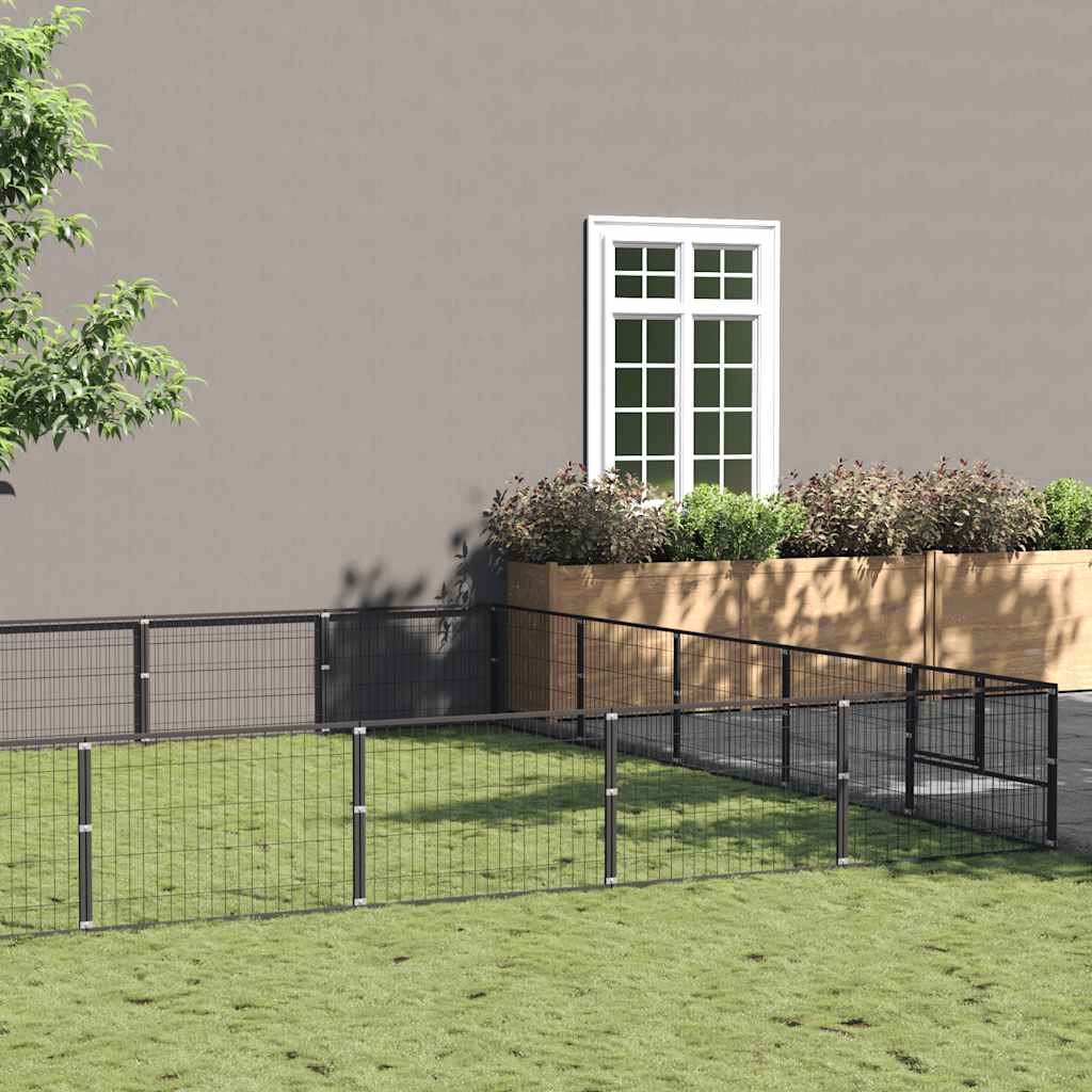 Kavez za pse crni 35 m² čelični