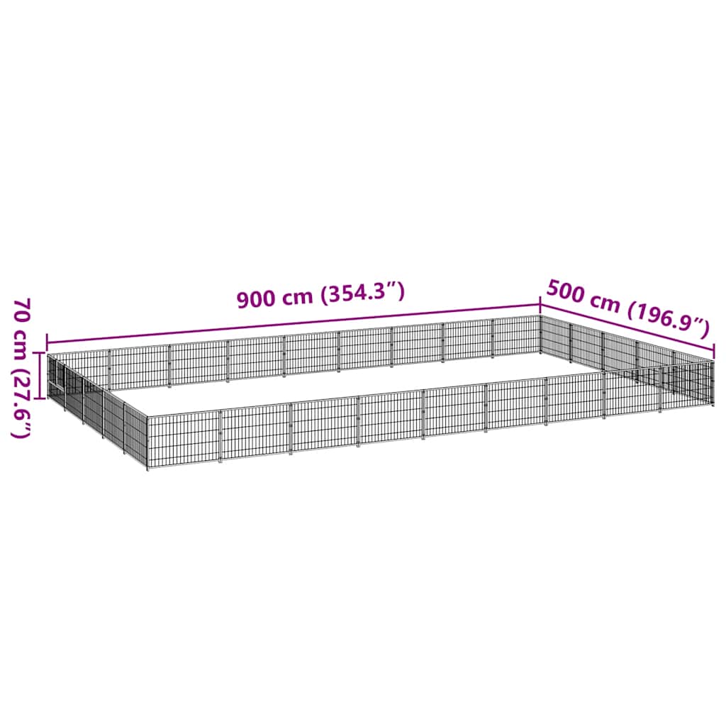 Kavez za pse crni 45 m² čelični