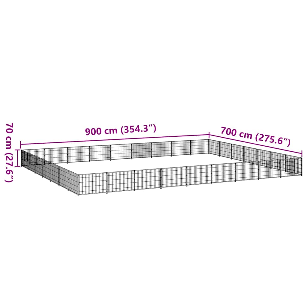 Kavez za pse crni 63 m² čelični