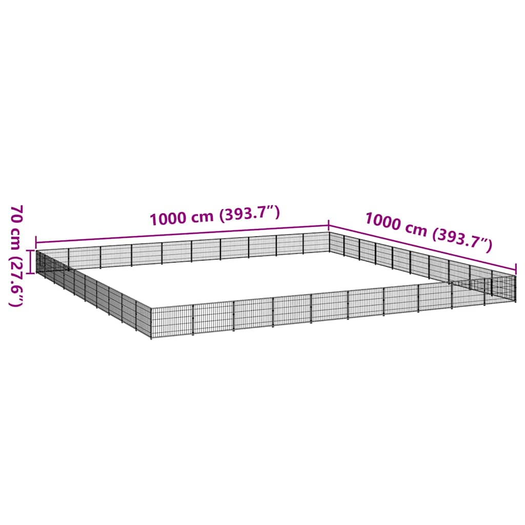 Kavez za pse crni 100 m² čelični