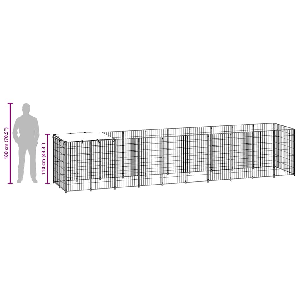 Kavez za pse crni 6,05 m² čelični
