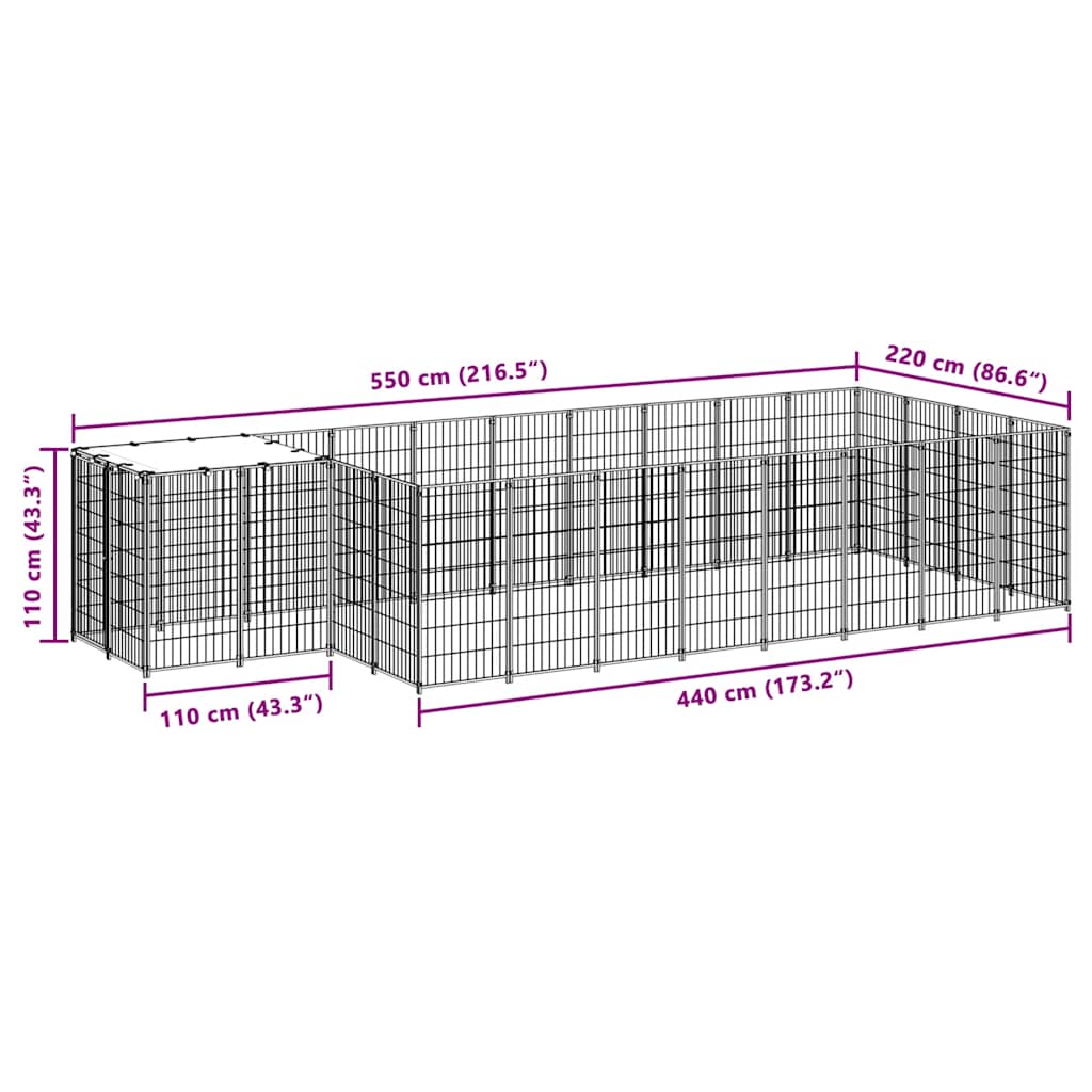 Kavez za pse srebrni 8,47 m² čelični