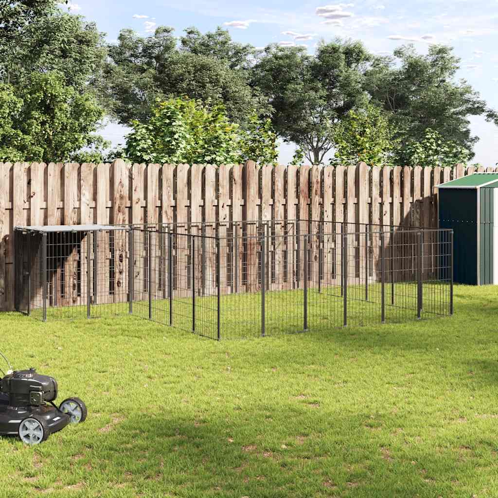 Kavez za pse crni 12,1 m² čelični