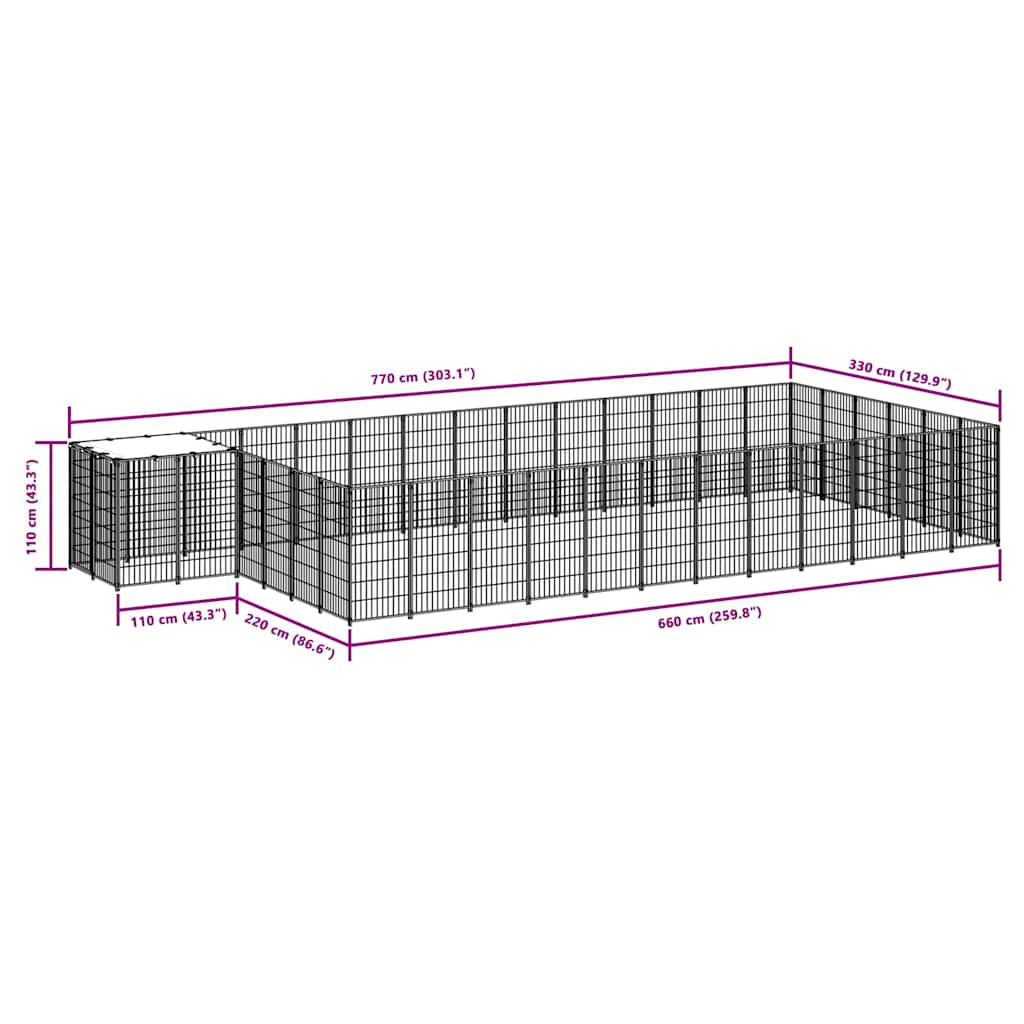 Kavez za pse crni 22,99 m² čelični