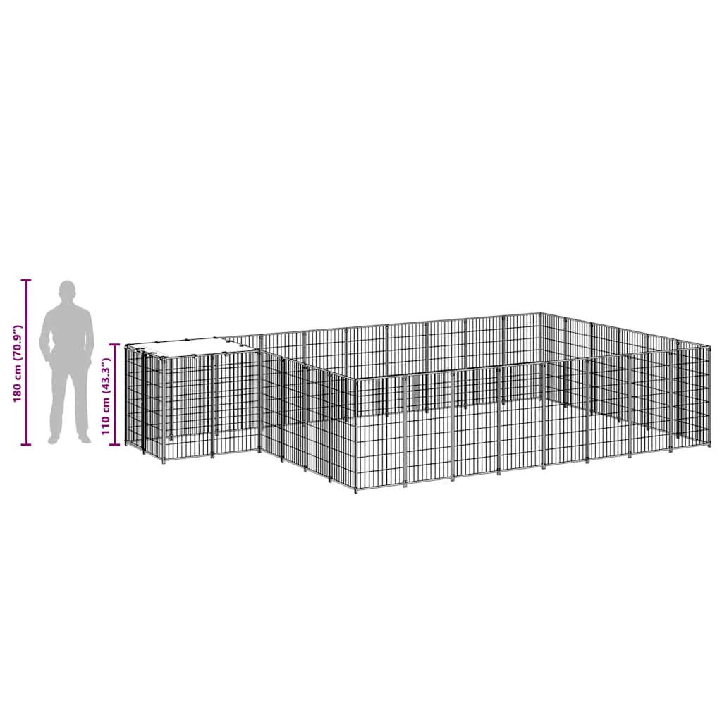 Kavez za pse srebrni 15,73 m² čelični