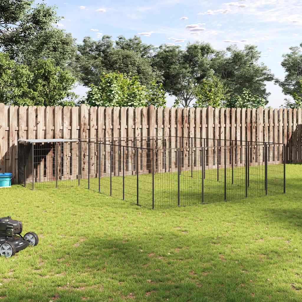 Kavez za pse crni 15,73 m² čelični
