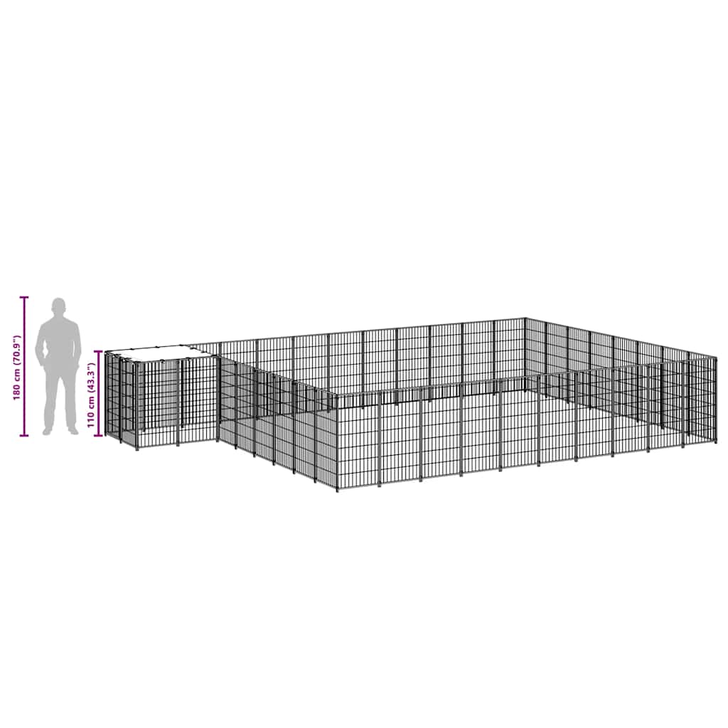 Kavez za pse crni 30,25 m² čelični