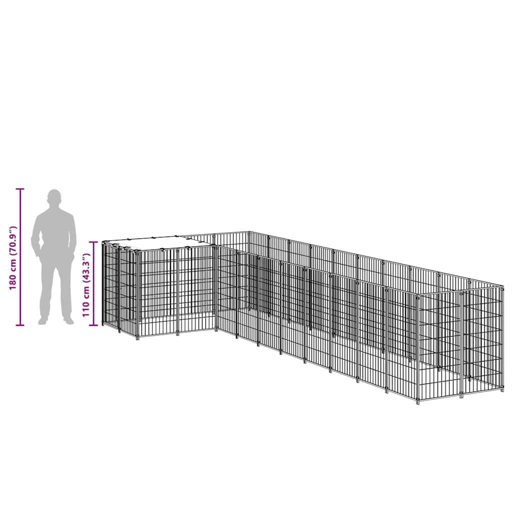 Kavez za pse crni 7,26 m² čelični