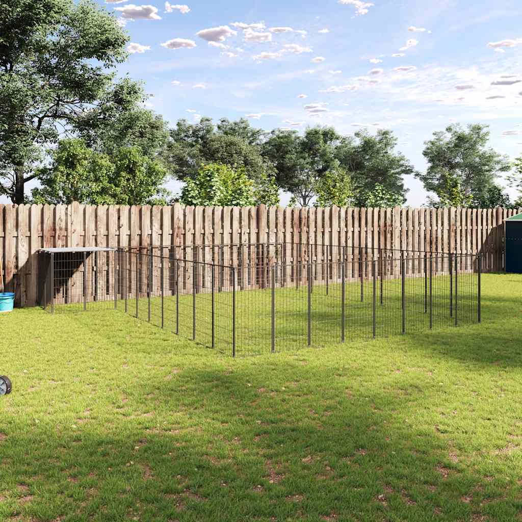 Kavez za pse crni 25,41 m² čelični